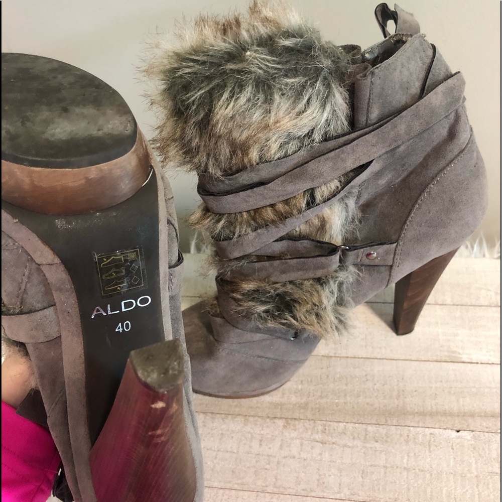 EUC Aldo Fur Boot heels - Picture 6 of 6